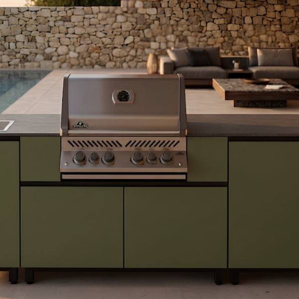 Cocina Exterior Hoppilif Verde Oliva 240cm*70cm*90cm  Encimera en Porcelanico