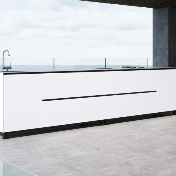 Alternative view of Cocina de exterior Hoppilif | Plancha con parrilla y fregadero – Blanco brillante (3,6 m)