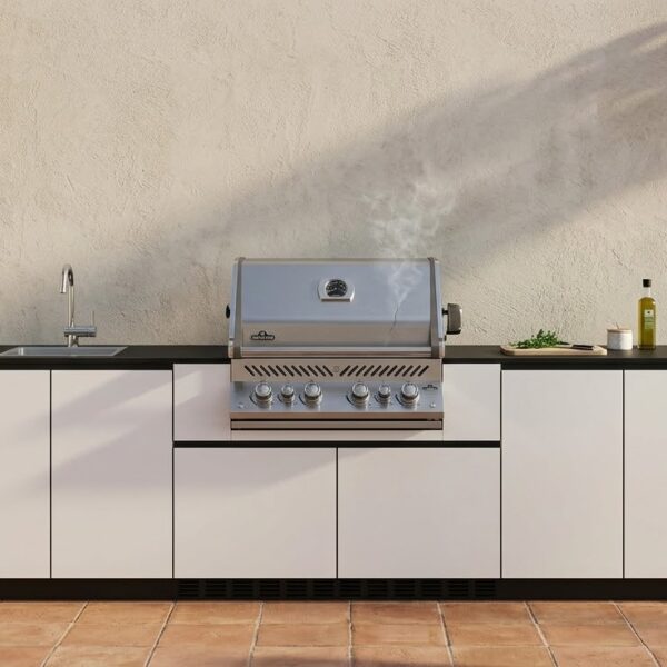 Cocina de exterior Hoppilif: estructura en blanco brillante y negro 300 cm*70*cm*90 cm